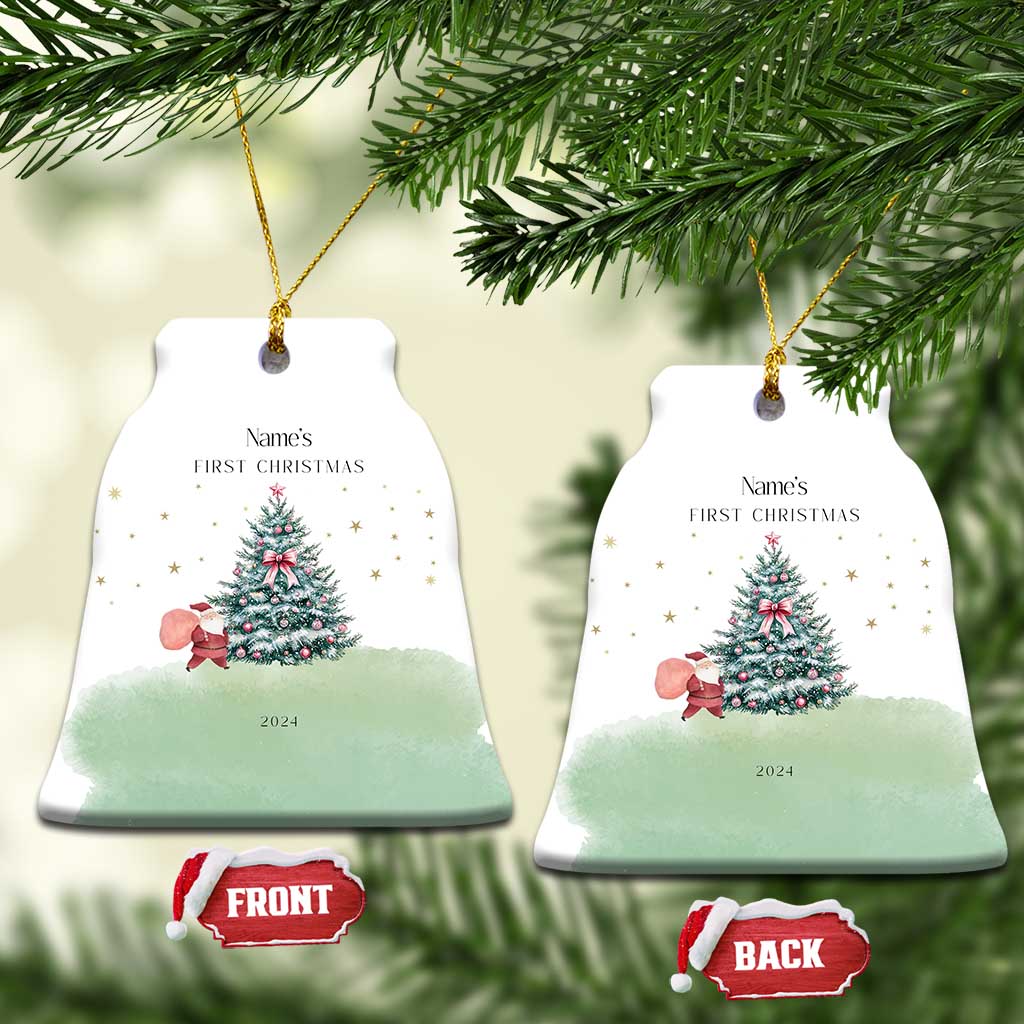 Personalized Baby's First Christmas Ornament 2024 Custom Name Keepsake Xmas Decoration Adorable Santa - Wonder Print Shop