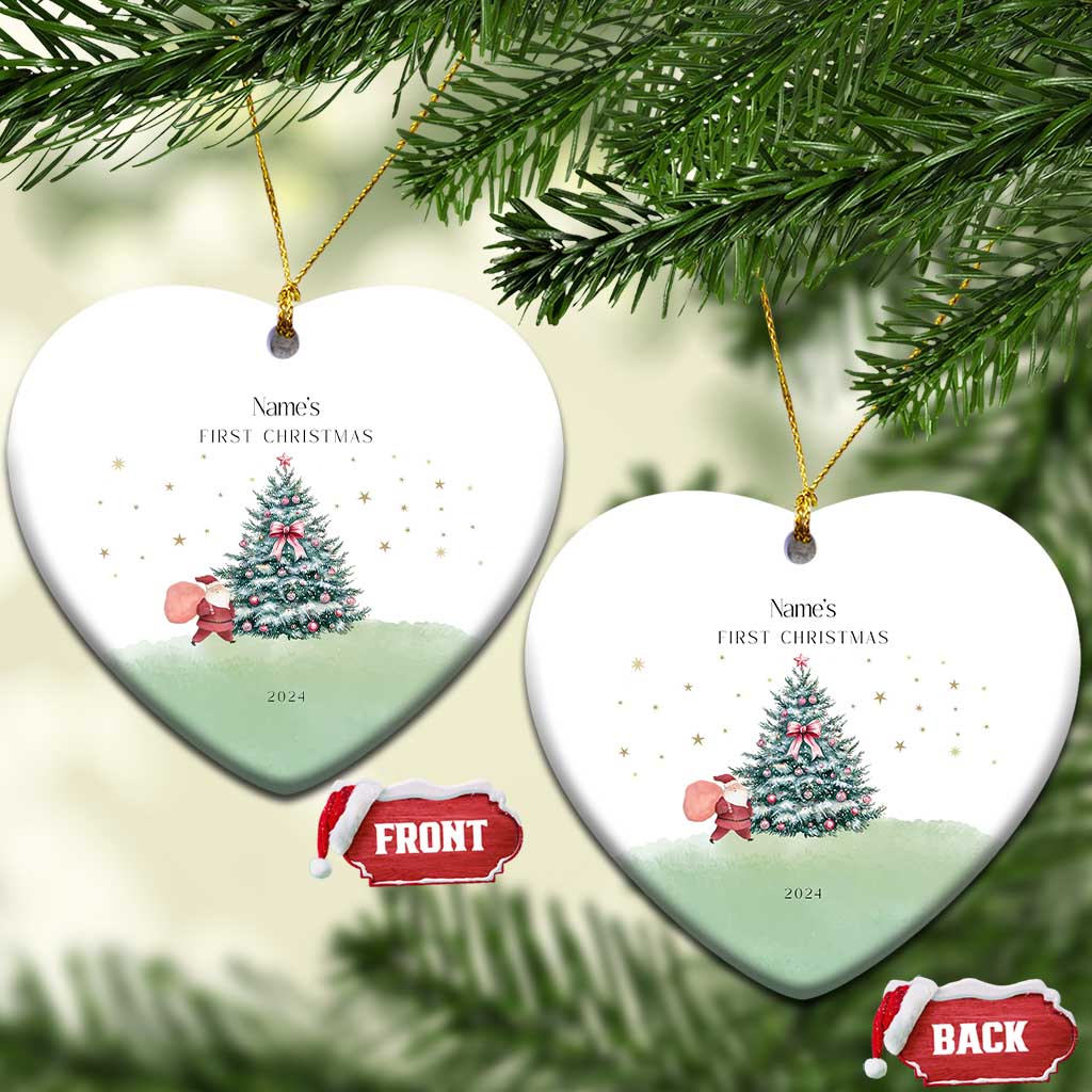 Personalized Baby's First Christmas Ornament 2024 Custom Name Keepsake Xmas Decoration Adorable Santa - Wonder Print Shop