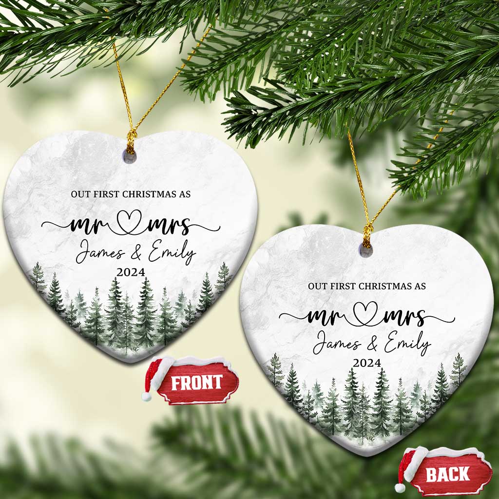Personalized Mr Mrs Christmas Ornament Custom Name Our First Xmas Together Wedding Gifts for Couples - Wonder Print Shop
