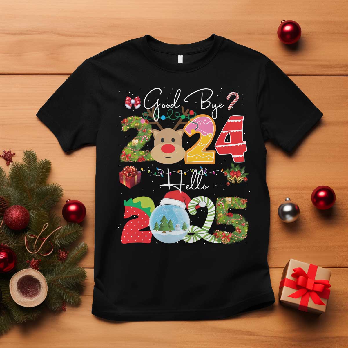 New Year 2025 T Shirt Merry Christmas Good Bye 2024 Hello 2025 - Wonder Print Shop
