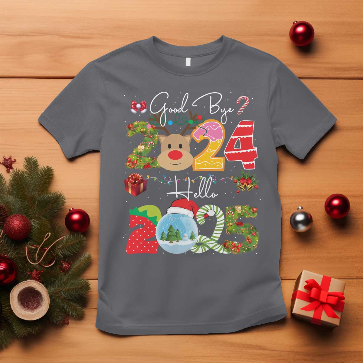 New Year 2025 T Shirt Merry Christmas Good Bye 2024 Hello 2025 - Wonder Print Shop