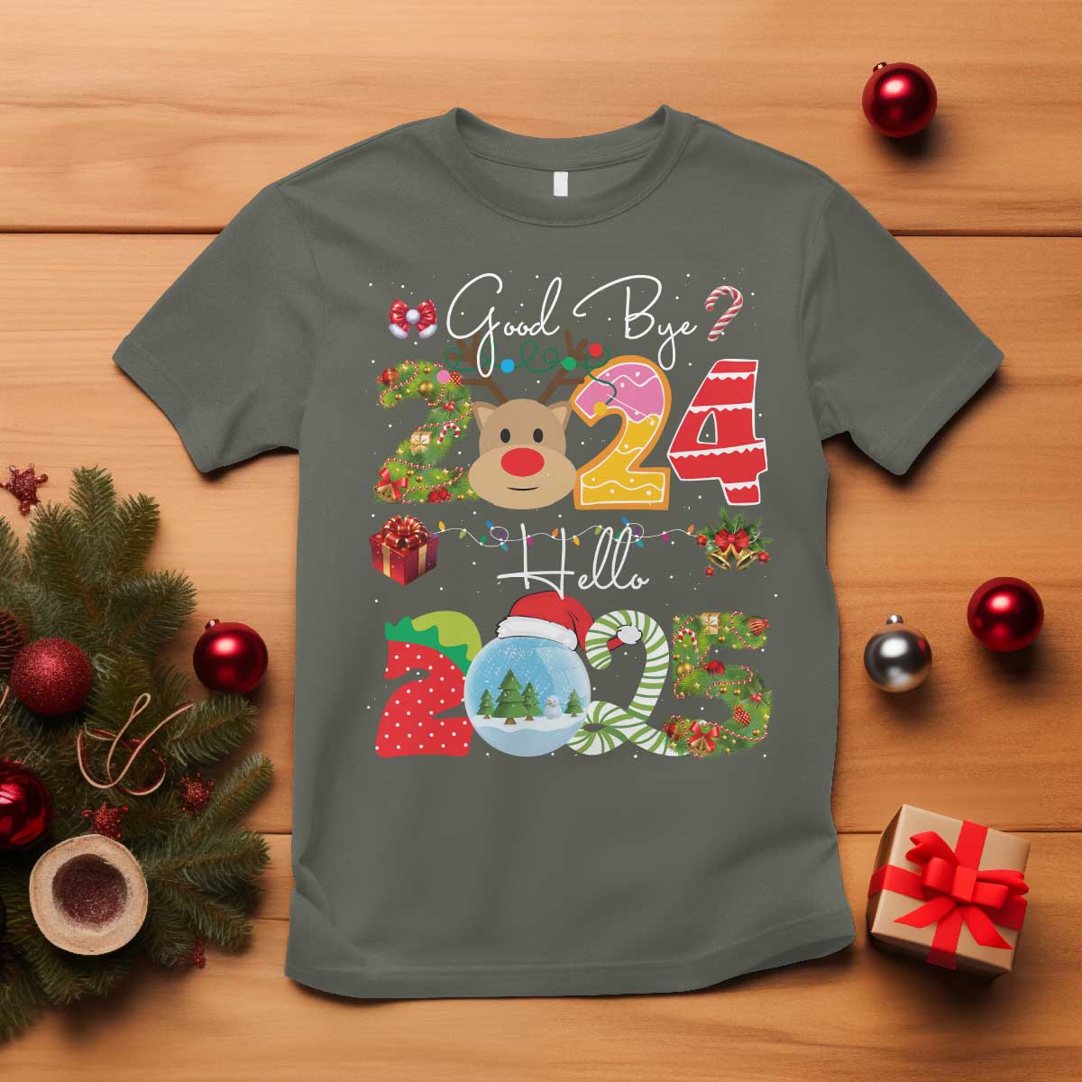 New Year 2025 T Shirt Merry Christmas Good Bye 2024 Hello 2025 - Wonder Print Shop