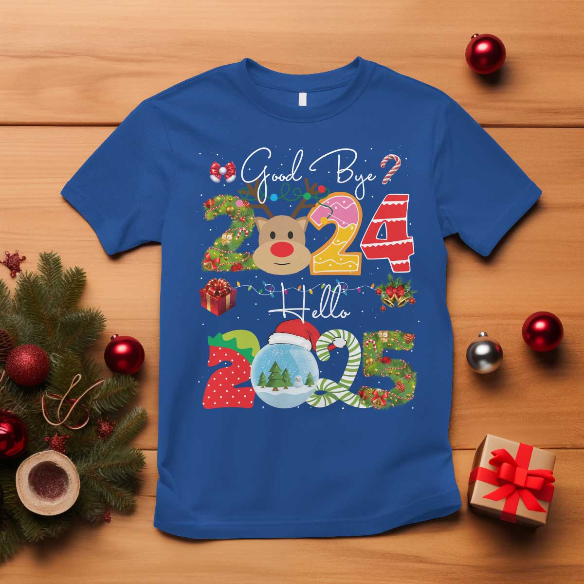 New Year 2025 T Shirt Merry Christmas Good Bye 2024 Hello 2025 - Wonder Print Shop