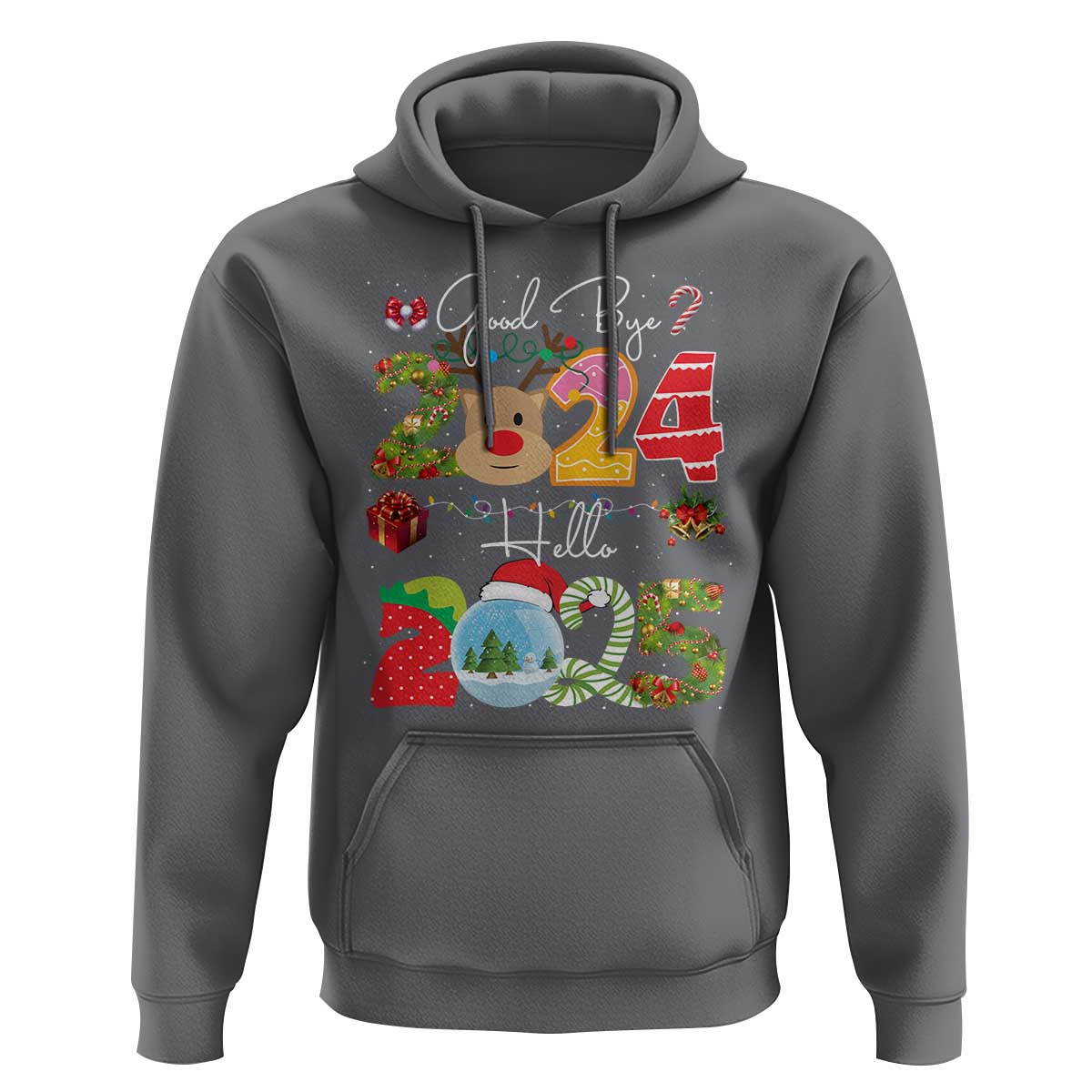 New Year 2025 Hoodie Merry Christmas Good Bye 2024 Hello 2025