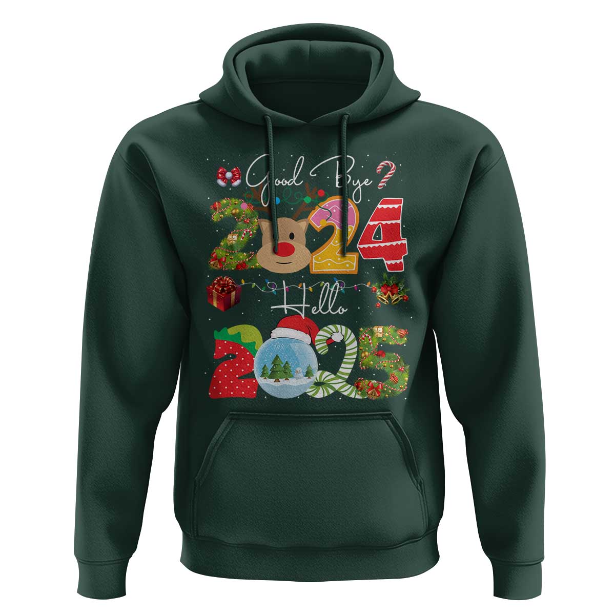 New Year 2025 Hoodie Merry Christmas Good Bye 2024 Hello 2025
