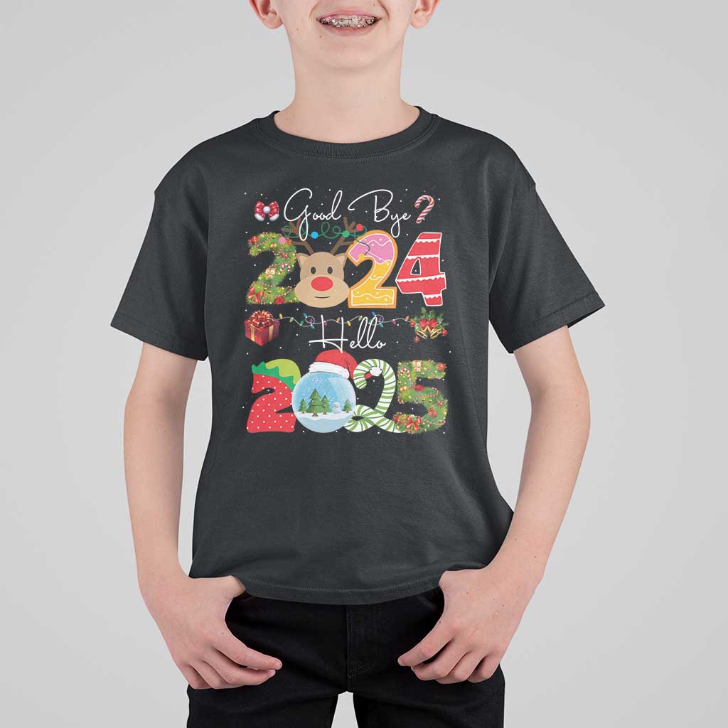 New Year 2025 T Shirt For Kid Merry Christmas Good Bye 2024 Hello 2025 - Wonder Print Shop