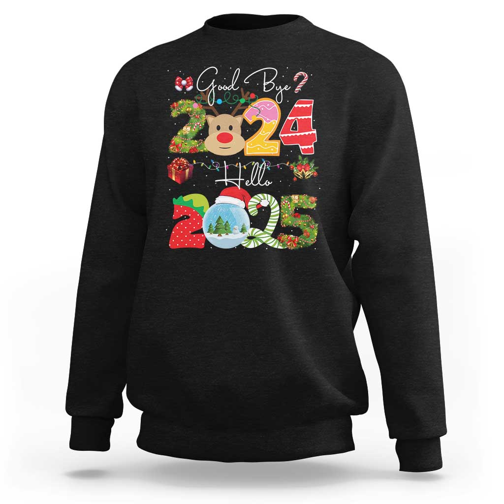 New Year 2025 Sweatshirt Merry Christmas Good Bye 2024 Hello 2025 - Wonder Print Shop