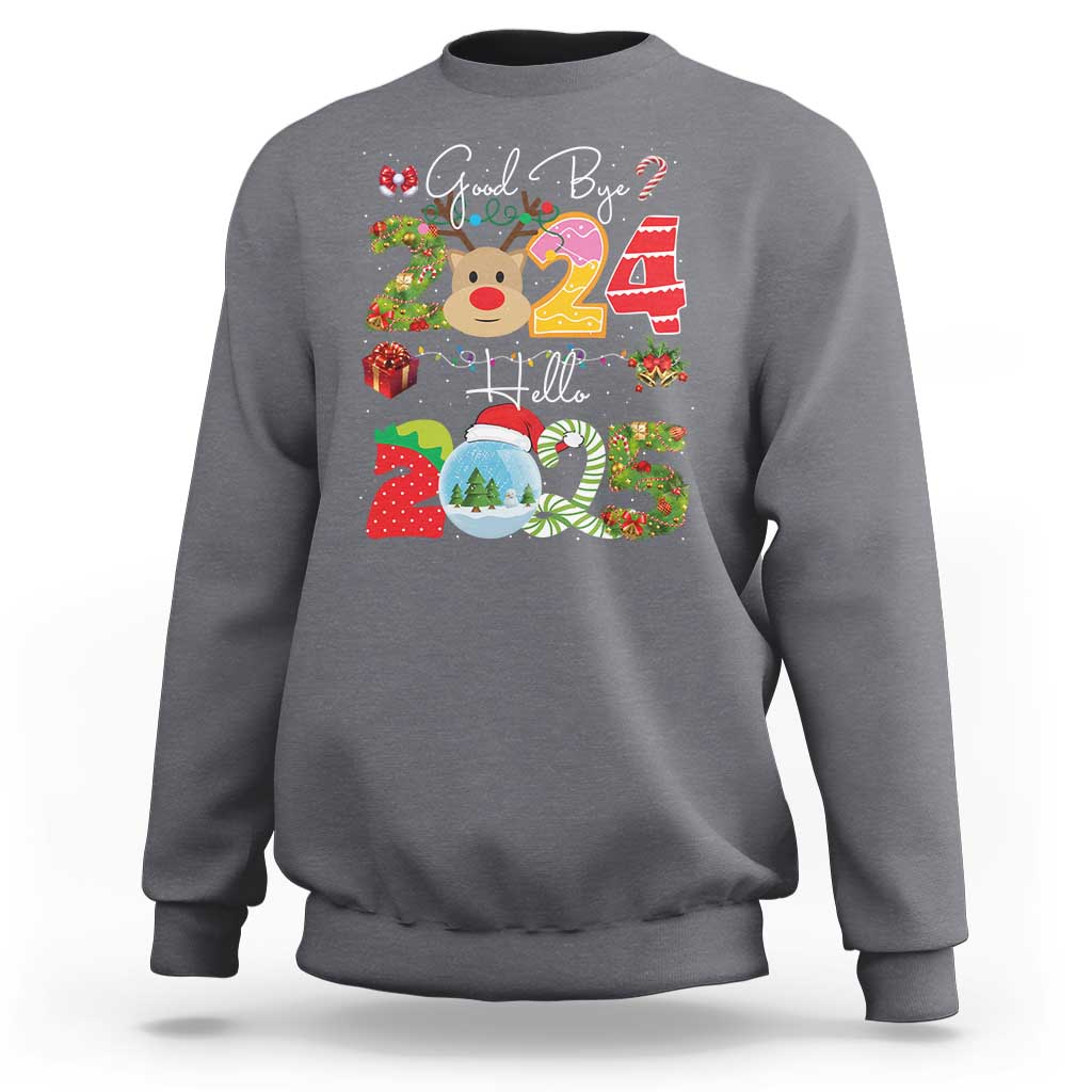 New Year 2025 Sweatshirt Merry Christmas Good Bye 2024 Hello 2025 - Wonder Print Shop