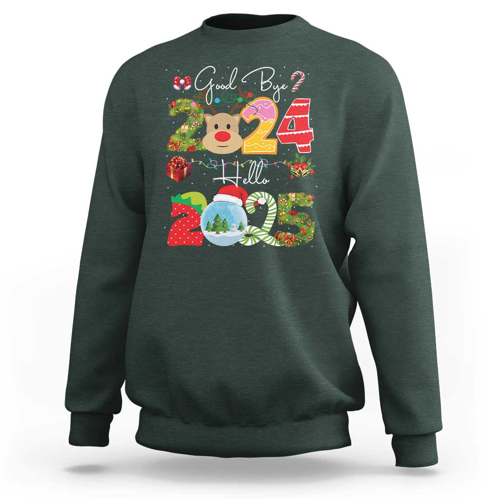 New Year 2025 Sweatshirt Merry Christmas Good Bye 2024 Hello 2025 - Wonder Print Shop