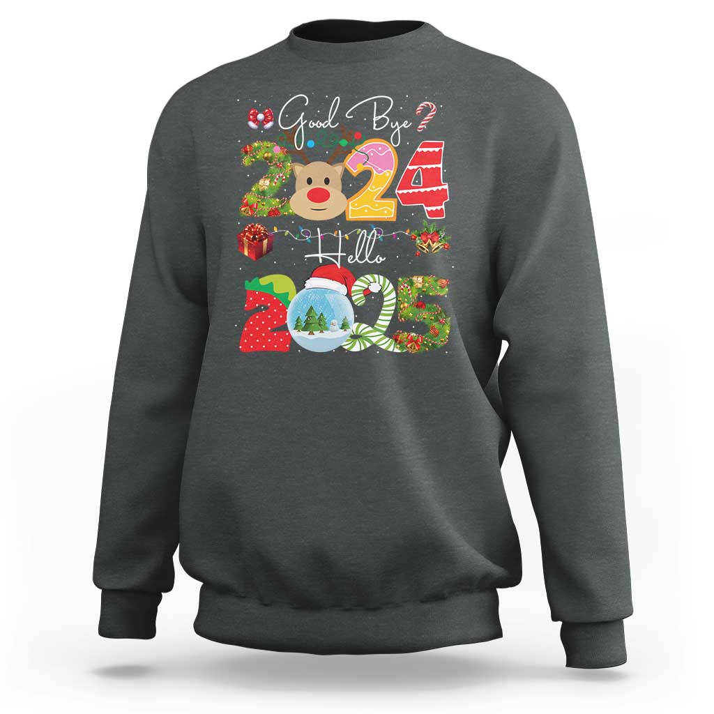 New Year 2025 Sweatshirt Merry Christmas Good Bye 2024 Hello 2025 - Wonder Print Shop