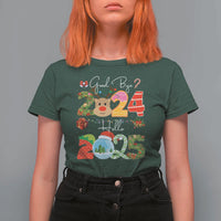 New Year 2025 T Shirt For Women Merry Christmas Good Bye 2024 Hello 2025 - Wonder Print Shop