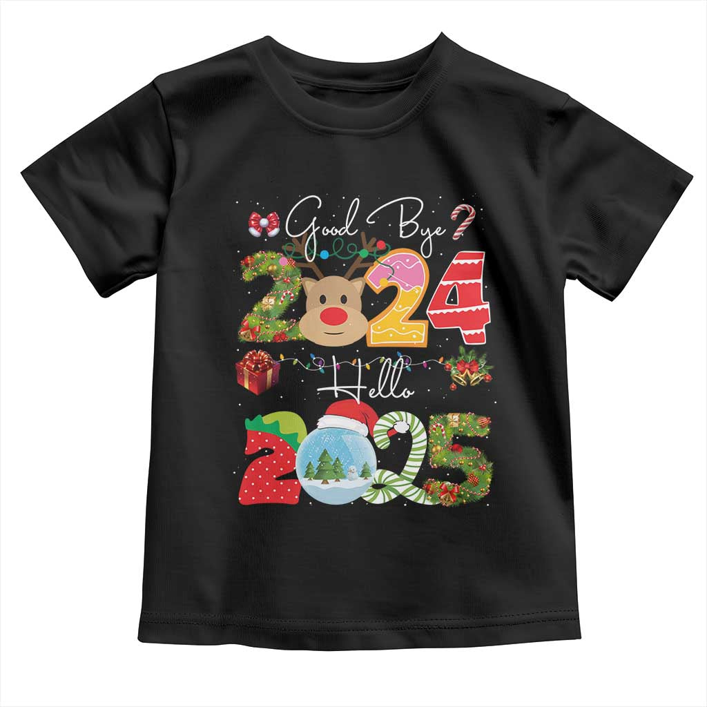 New Year 2025 Toddler T Shirt Merry Christmas Good Bye 2024 Hello 2025