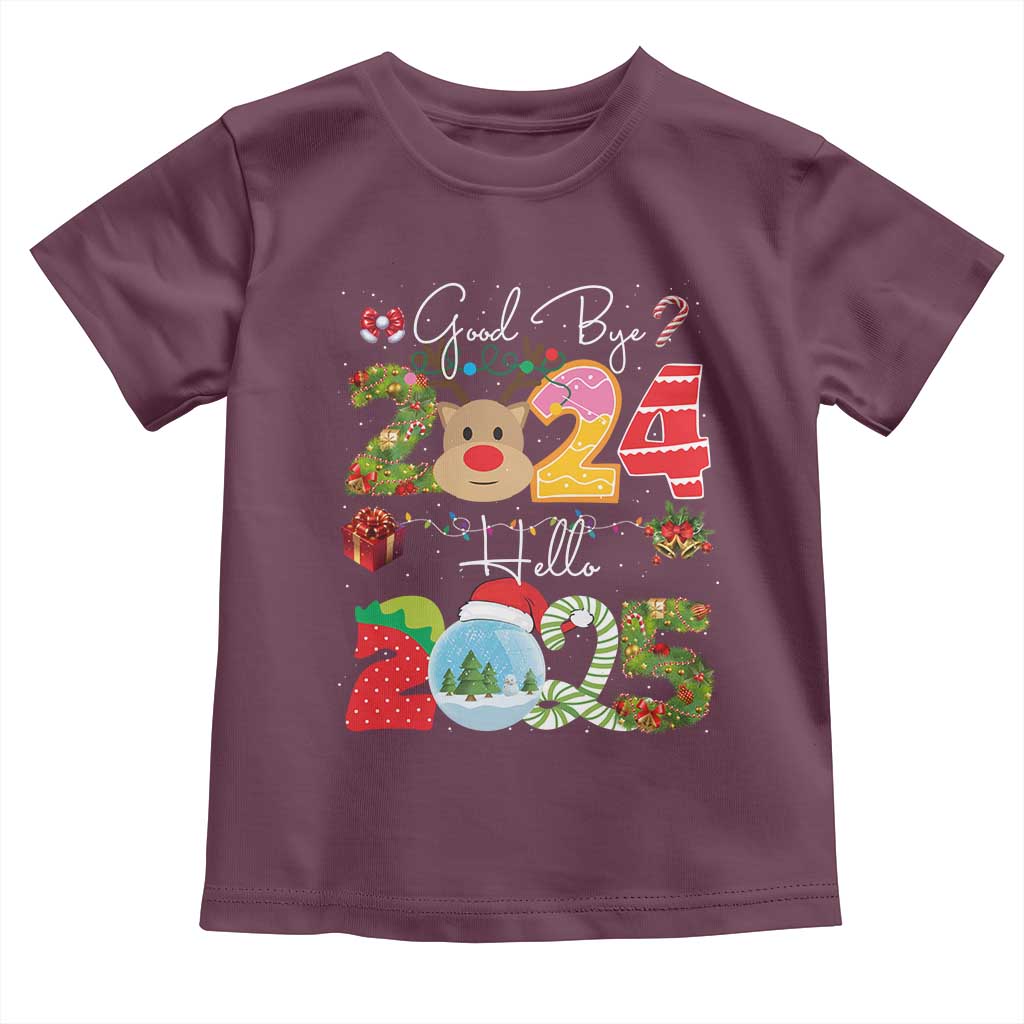 New Year 2025 Toddler T Shirt Merry Christmas Good Bye 2024 Hello 2025