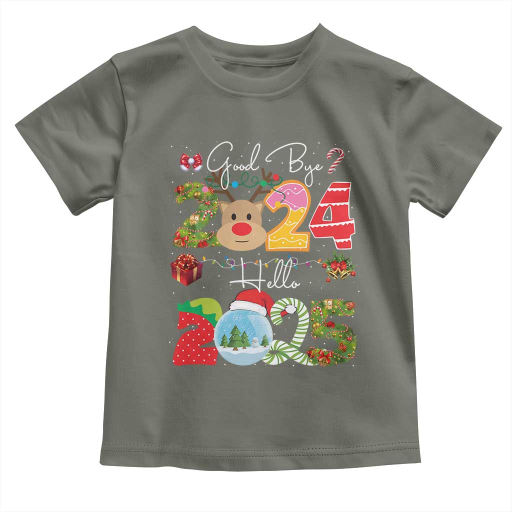New Year 2025 Toddler T Shirt Merry Christmas Good Bye 2024 Hello 2025