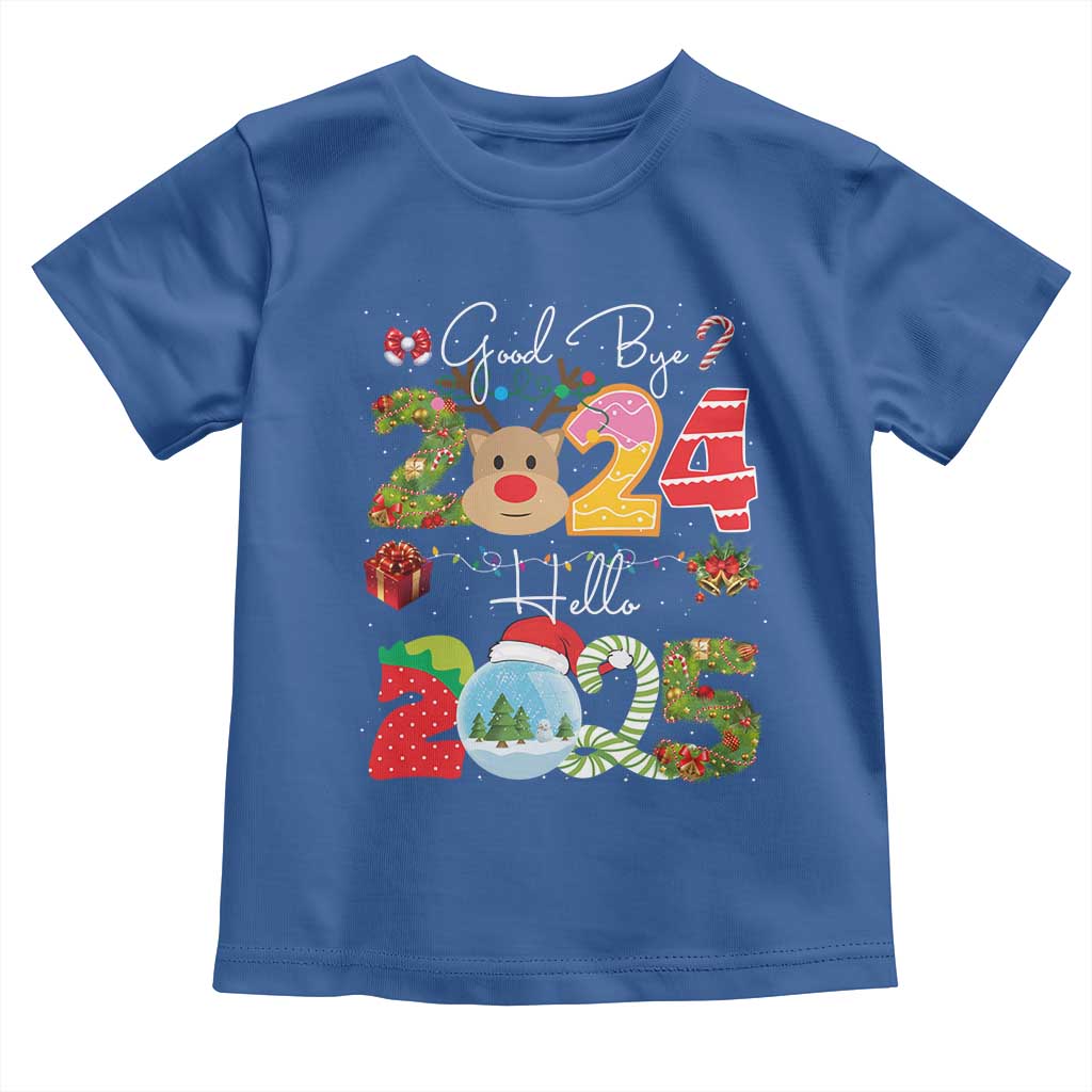New Year 2025 Toddler T Shirt Merry Christmas Good Bye 2024 Hello 2025