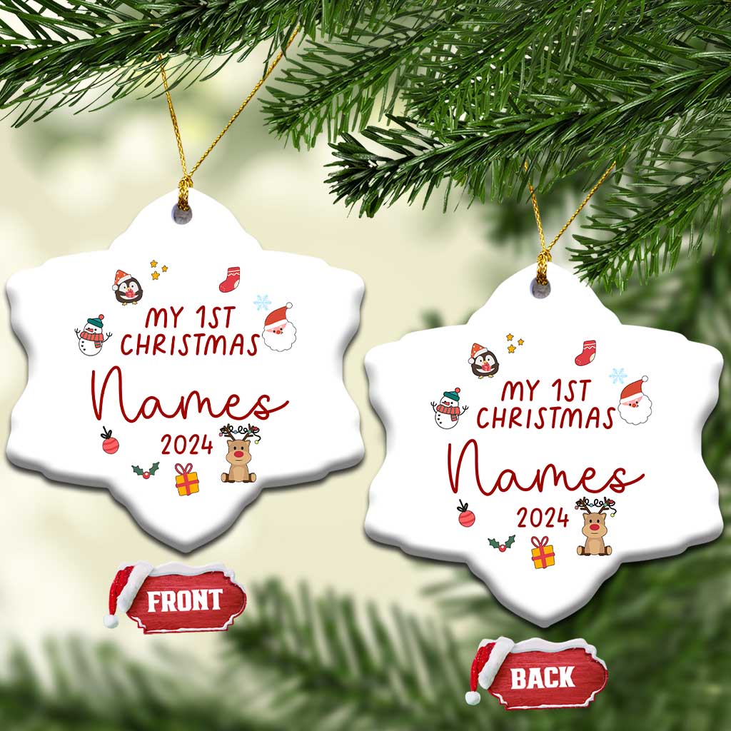 Personalized Baby's First Christmas Ornament 2024 Custom Name Keepsake Xmas Decoration - Wonder Print Shop