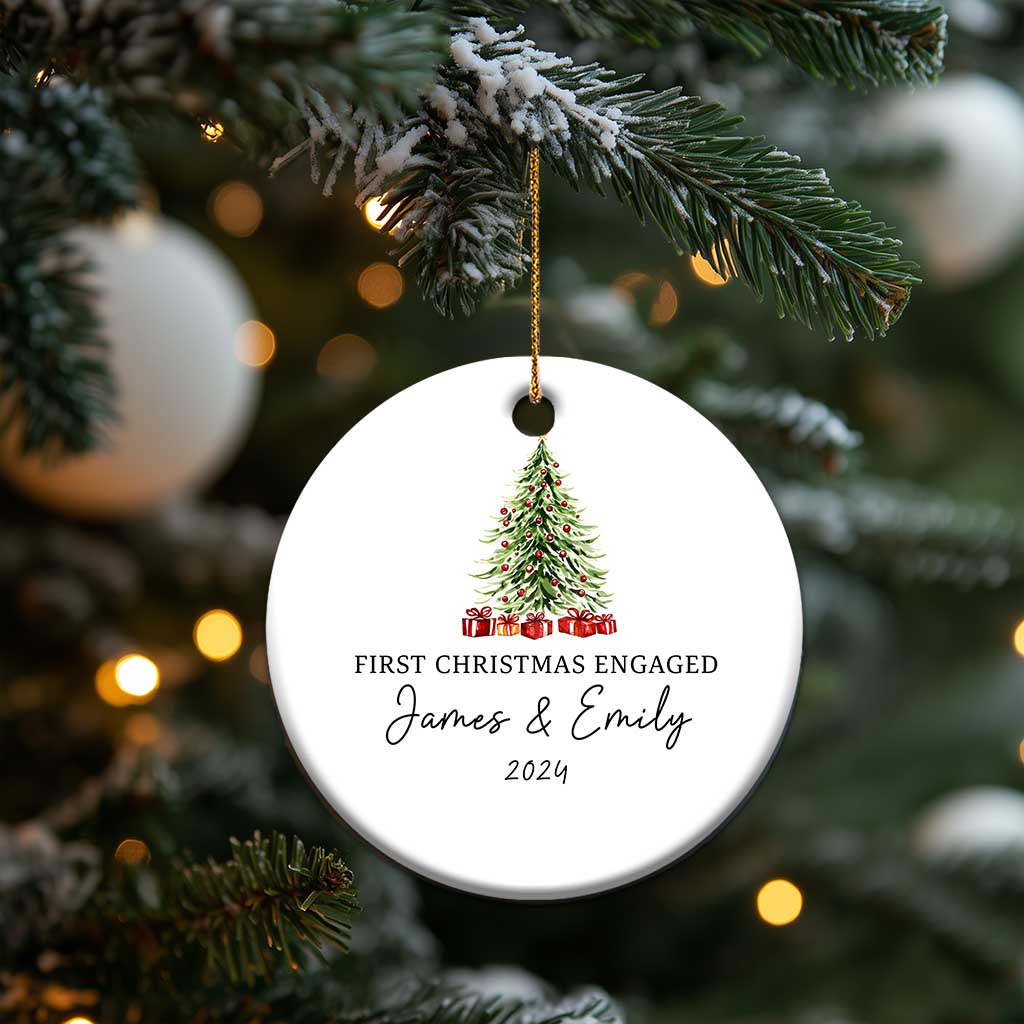 Personalized First Xmas Engaged Christmas Ornament Custom Name Keepsake Gifts for Couple - Wonder Print Shop