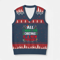 All I Want for Xmas Is A New President V-Neck Knit Sweater Vest Subtle FDT Sarcastic Holiday - Wonder Print Shop