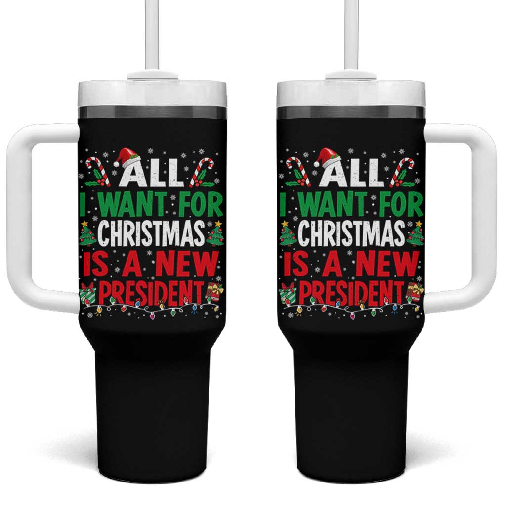 All I Want for Christmas Is A New President Tumbler With Handle Subtle FDT Sarcastic Holiday - Wonder Print Shop