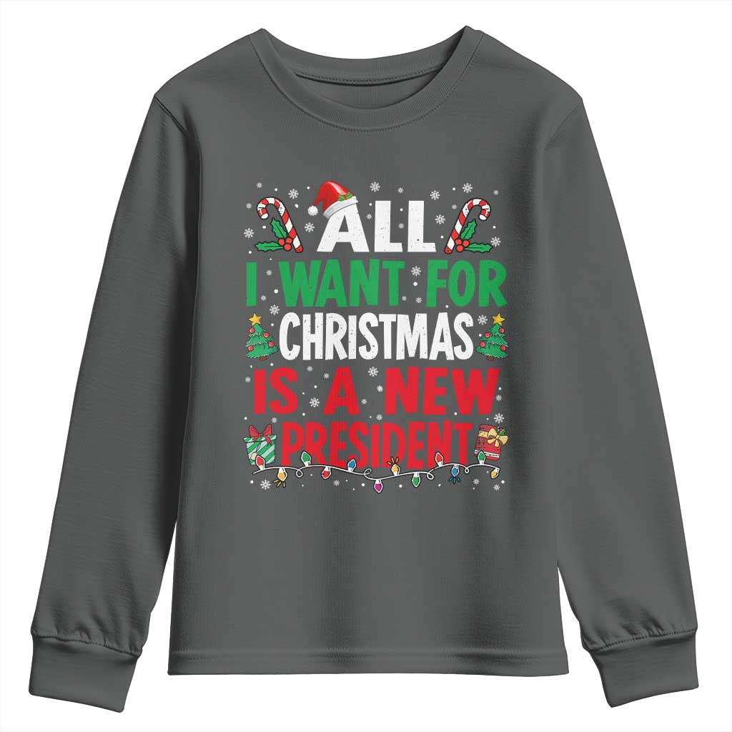 All I Want for Christmas Is A New President Youth Sweatshirt Subtle FDT Sarcastic Holiday - Wonder Print Shop