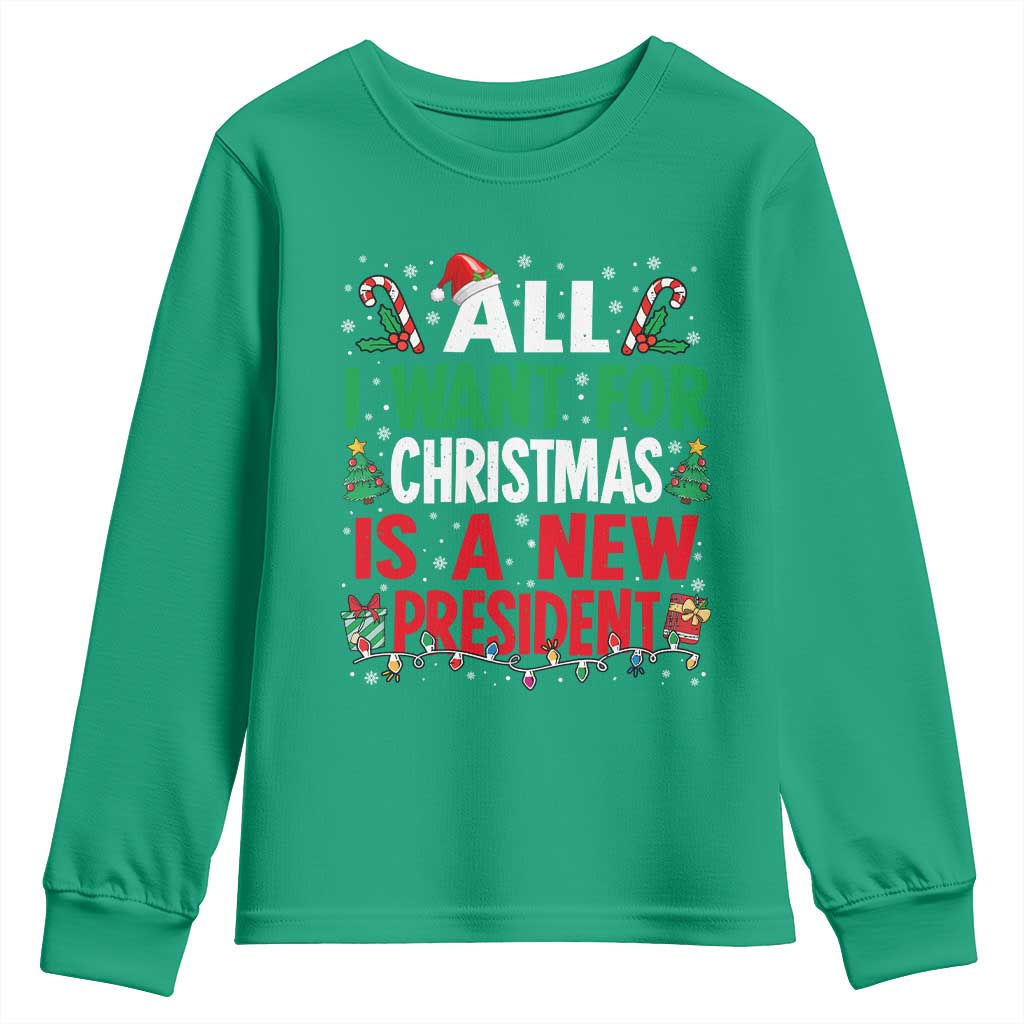 All I Want for Christmas Is A New President Youth Sweatshirt Subtle FDT Sarcastic Holiday - Wonder Print Shop