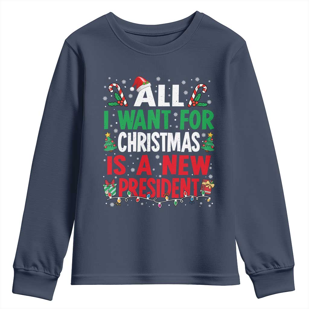All I Want for Christmas Is A New President Youth Sweatshirt Subtle FDT Sarcastic Holiday - Wonder Print Shop