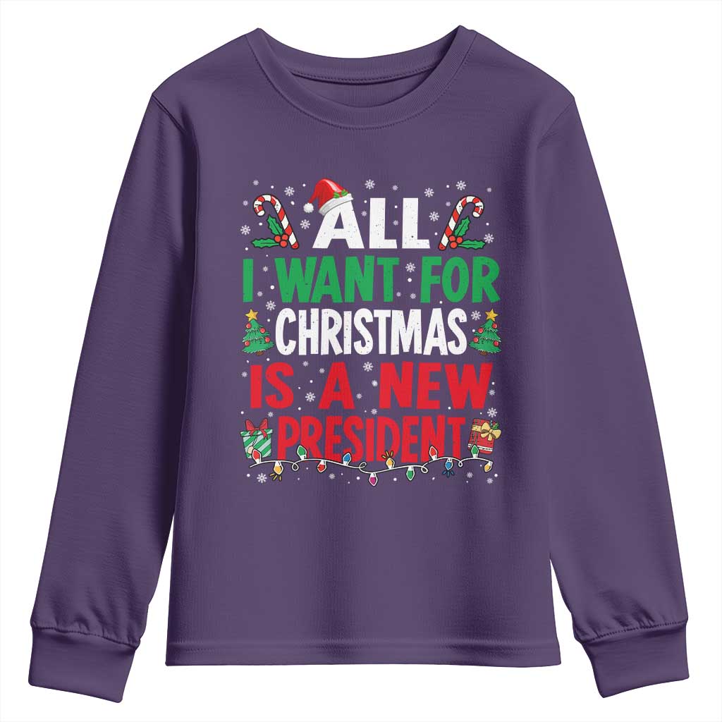 All I Want for Christmas Is A New President Youth Sweatshirt Subtle FDT Sarcastic Holiday - Wonder Print Shop