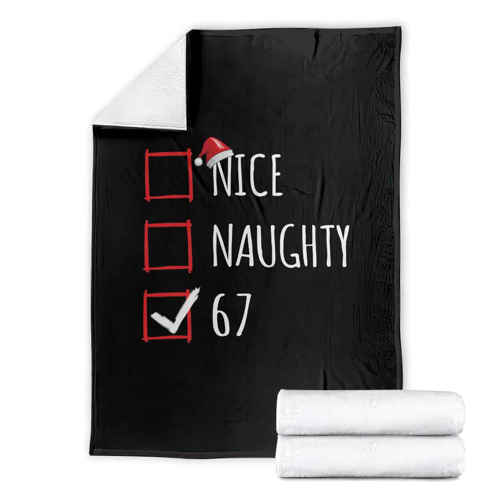67 Christmas Throw Blanket Funny Nice Naughty Six Seven 6 7 Meme Brain Rot - Wonder Print Shop