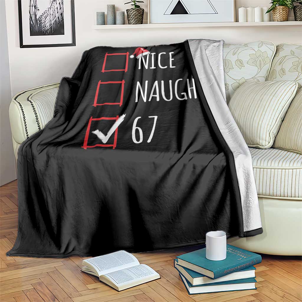 67 Christmas Throw Blanket Funny Nice Naughty Six Seven 6 7 Meme Brain Rot - Wonder Print Shop