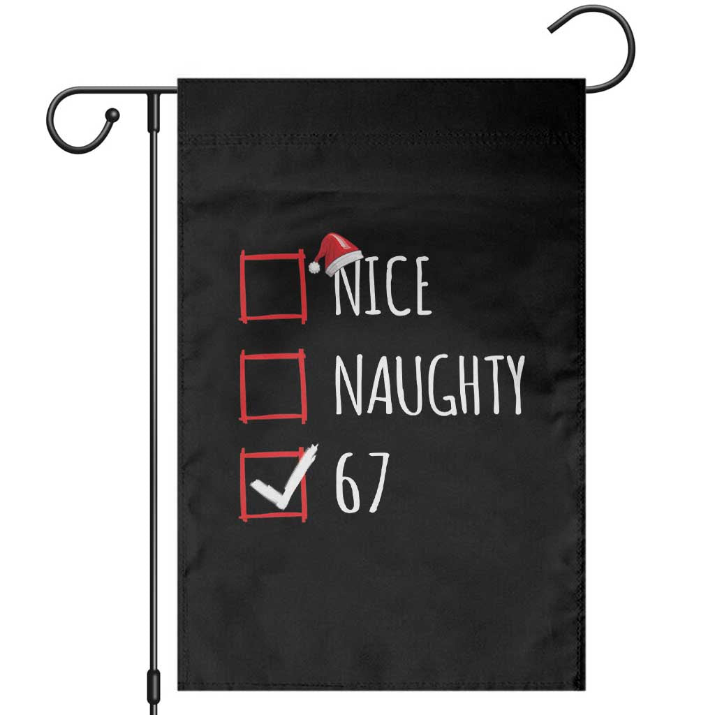 67 Christmas Garden Flag Funny Nice Naughty Six Seven 6 7 Meme Brain Rot - Wonder Print Shop