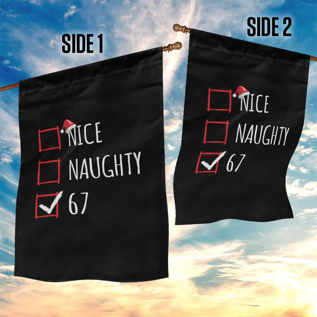 67 Christmas Garden Flag Funny Nice Naughty Six Seven 6 7 Meme Brain Rot - Wonder Print Shop