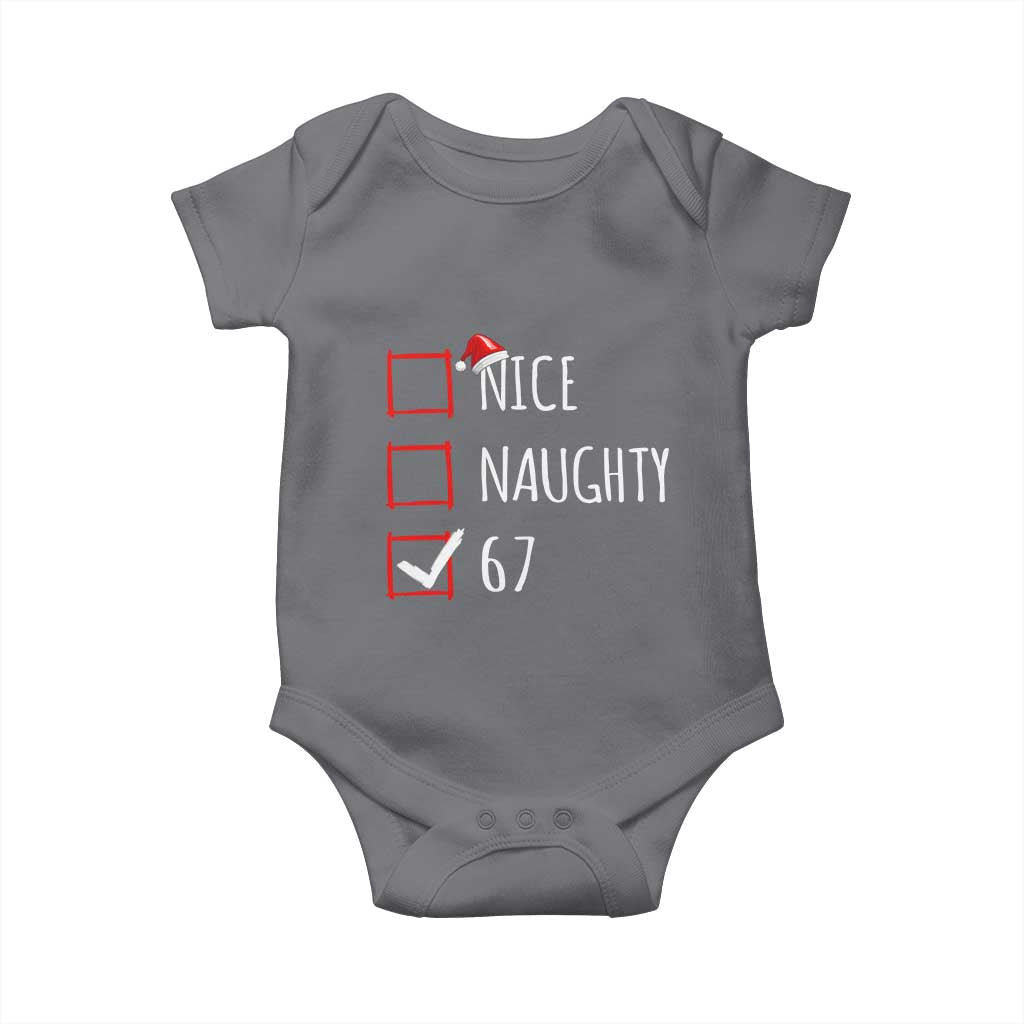 67 Christmas Baby Onesie Funny Nice Naughty Six Seven 6 7 Meme Brain Rot - Wonder Print Shop