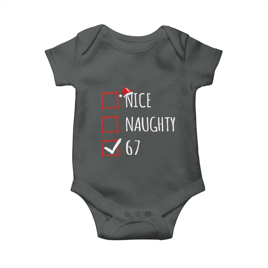 67 Christmas Baby Onesie Funny Nice Naughty Six Seven 6 7 Meme Brain Rot - Wonder Print Shop