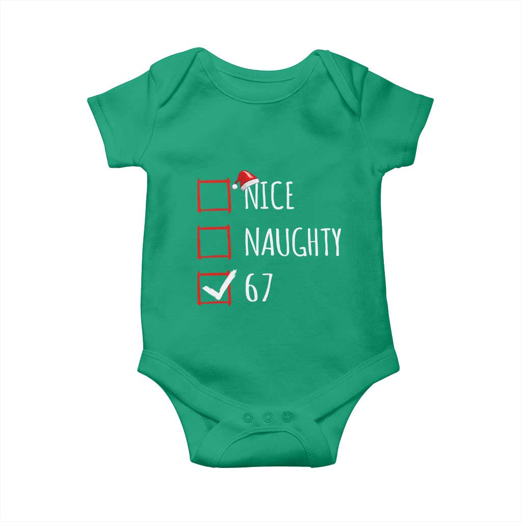 67 Christmas Baby Onesie Funny Nice Naughty Six Seven 6 7 Meme Brain Rot - Wonder Print Shop