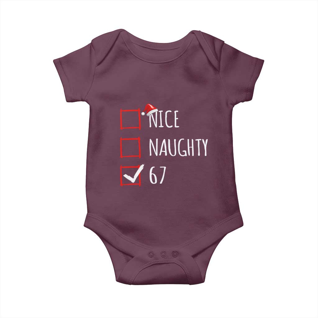 67 Christmas Baby Onesie Funny Nice Naughty Six Seven 6 7 Meme Brain Rot - Wonder Print Shop