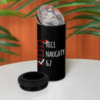 67 Christmas 4 in 1 Can Cooler Tumbler Funny Nice Naughty Six Seven 6 7 Meme Brain Rot - Wonder Print Shop