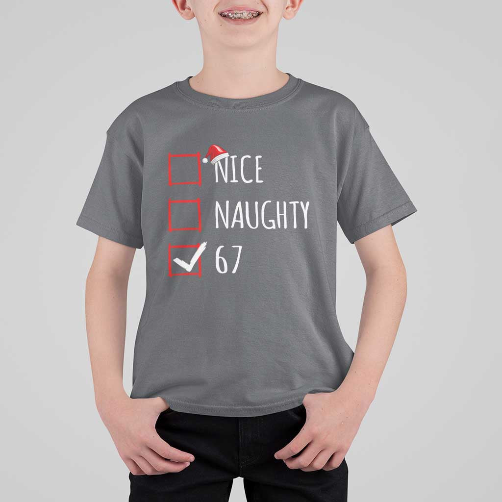 67 Christmas T Shirt For Kid Funny Nice Naughty Six Seven 6 7 Meme Brain Rot - Wonder Print Shop