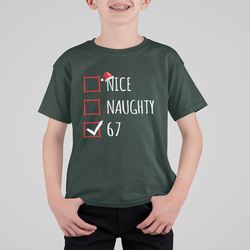 67 Christmas T Shirt For Kid Funny Nice Naughty Six Seven 6 7 Meme Brain Rot - Wonder Print Shop