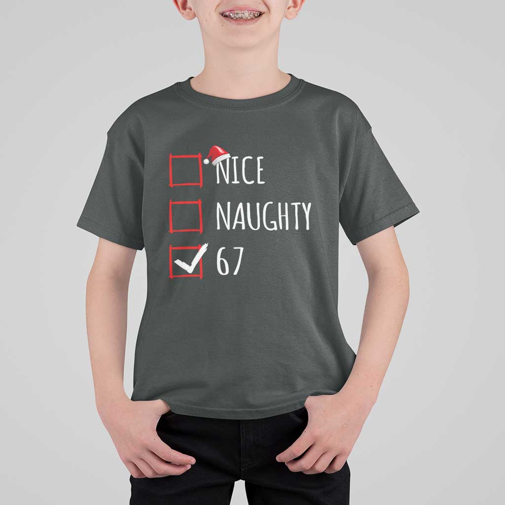 67 Christmas T Shirt For Kid Funny Nice Naughty Six Seven 6 7 Meme Brain Rot - Wonder Print Shop