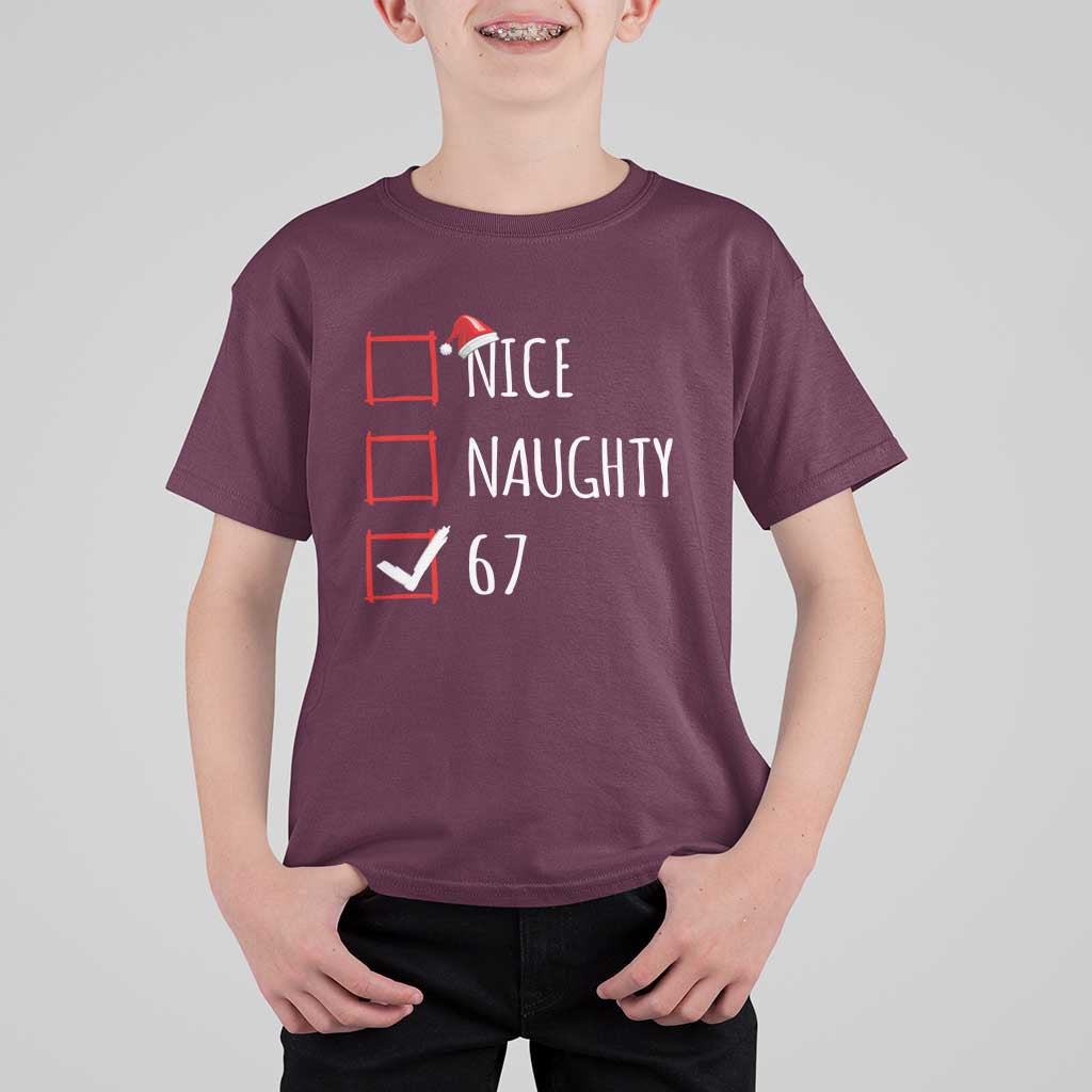 67 Christmas T Shirt For Kid Funny Nice Naughty Six Seven 6 7 Meme Brain Rot - Wonder Print Shop