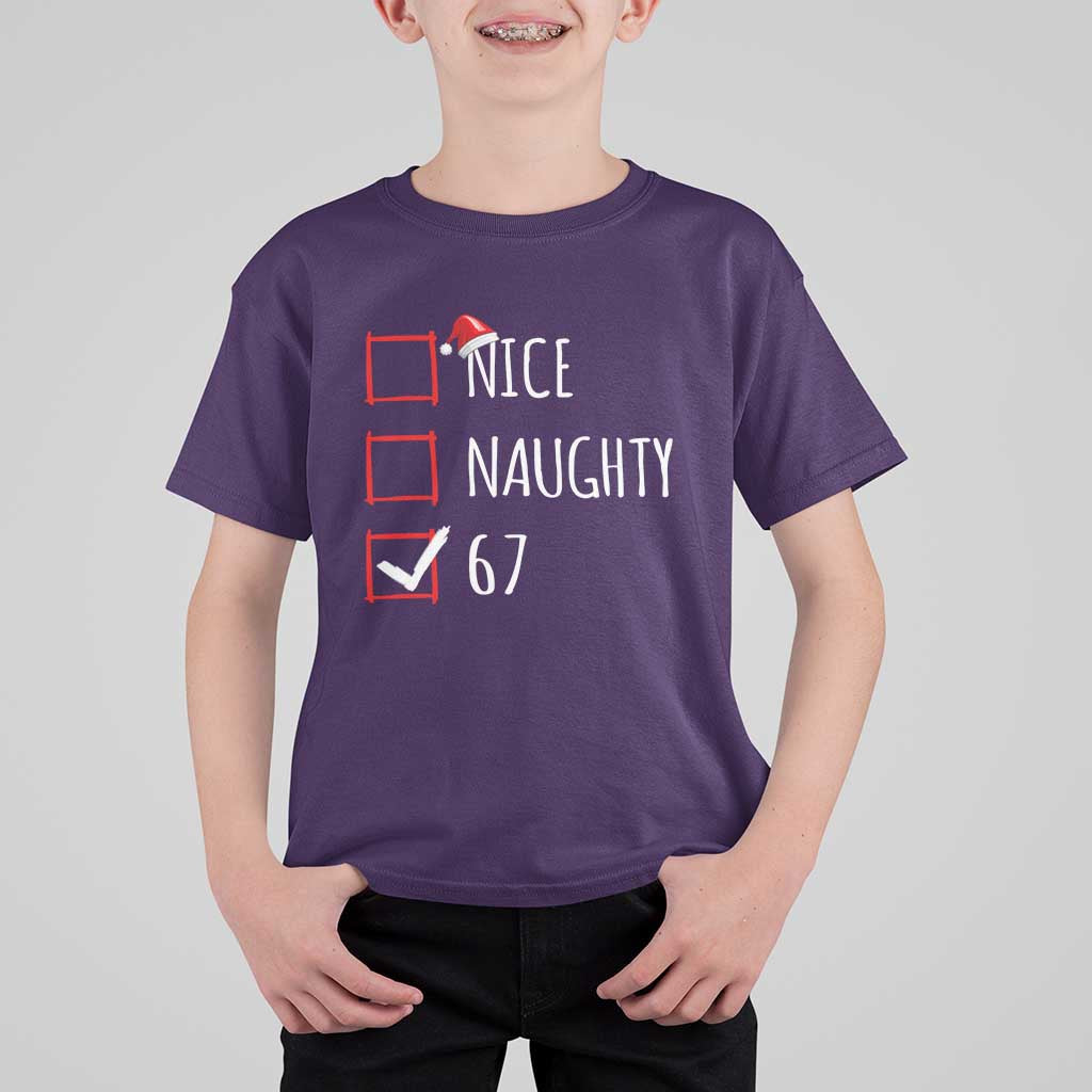 67 Christmas T Shirt For Kid Funny Nice Naughty Six Seven 6 7 Meme Brain Rot - Wonder Print Shop