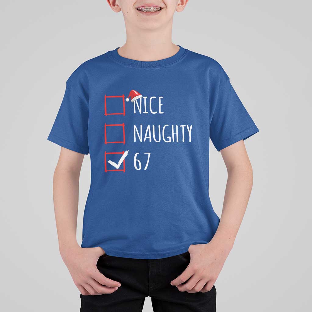 67 Christmas T Shirt For Kid Funny Nice Naughty Six Seven 6 7 Meme Brain Rot - Wonder Print Shop