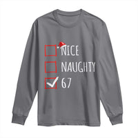 67 Christmas Long Sleeve Shirt Funny Nice Naughty Six Seven 6 7 Meme Brain Rot - Wonder Print Shop