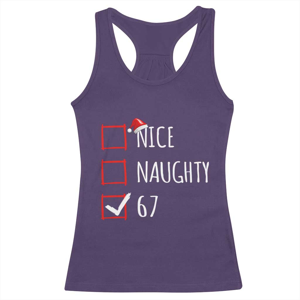 67 Christmas Racerback Tank Top Funny Nice Naughty Six Seven 6 7 Meme Brain Rot - Wonder Print Shop
