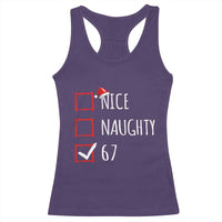 67 Christmas Racerback Tank Top Funny Nice Naughty Six Seven 6 7 Meme Brain Rot - Wonder Print Shop