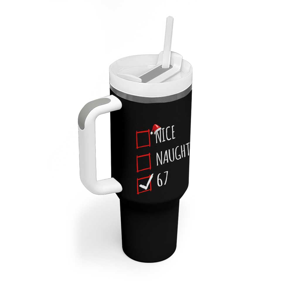 67 Christmas Tumbler With Handle Funny Nice Naughty Six Seven 6 7 Meme Brain Rot - Wonder Print Shop