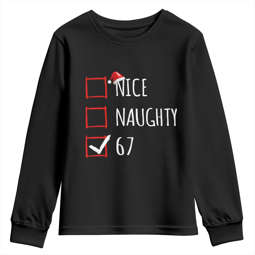 67 Christmas Youth Sweatshirt Funny Nice Naughty Six Seven 6 7 Meme Brain Rot - Wonder Print Shop