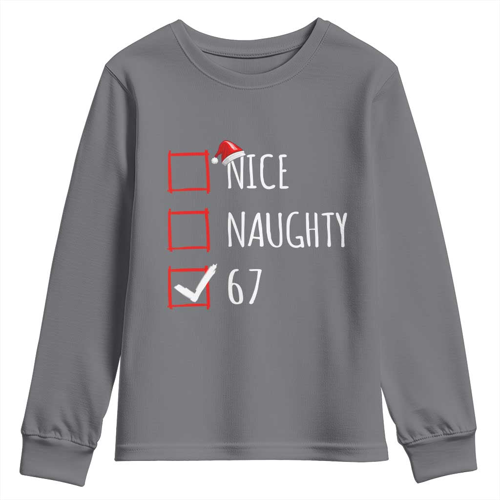 67 Christmas Youth Sweatshirt Funny Nice Naughty Six Seven 6 7 Meme Brain Rot - Wonder Print Shop