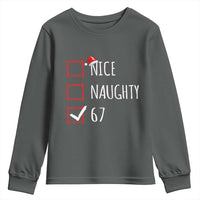 67 Christmas Youth Sweatshirt Funny Nice Naughty Six Seven 6 7 Meme Brain Rot - Wonder Print Shop