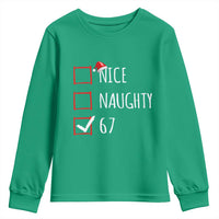67 Christmas Youth Sweatshirt Funny Nice Naughty Six Seven 6 7 Meme Brain Rot - Wonder Print Shop